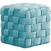 Square Braided 16" Ottoman in Ice Blue Velvet